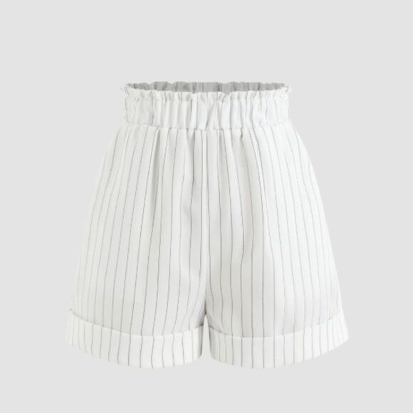 Cider Pinstripe Dressy Pull-On Shorts XS - White - Picture 1 of 5